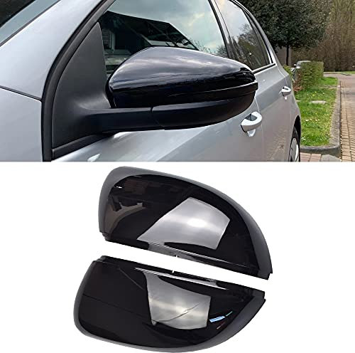 1 Paar Spiegelkappen Links Rechts Seitenspiegel Abdeckkappen für Golf 6 MK6 für Touran (Helles Schwarz)