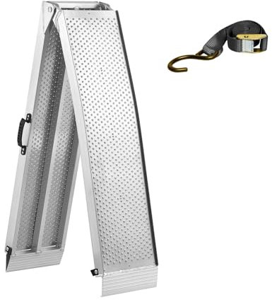 gardhom Faltbare Auffahrrampe 340KG Laderampe Klappbar Alu Auffahrrampe für Anhänger Erladerampe Verladeschiene für Motorrad Klappbar ATV Quad PKW 228x28cm