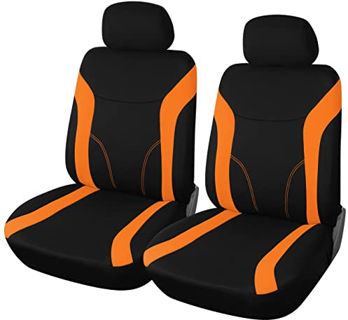 Upgrade4cars Bilsätesöverdrag för framsäten i orange. Universellt set med bilsätesskydd för förarsäte och främre passagerarsäte. Bilinredningstillbehör.