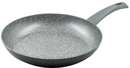 Zanetti, Padella antiaderente DURAPIETRA, adatta a tutti i piani cottura incluso induzione, fondo indeformabile, rivestimento alto spessore, manico soft touch, Diametro 32 cm