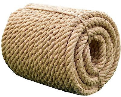 JAWAI 50m Hanfseil Garten Kordel, Jute Seil Dicke, Juteseil, Sisal Schnur, Katzen Kratz Seil, Natürliches Hanfseil, für Handwerk,Floristik, DIY, Dekoration, Bündel, Kratzbaum, Bündelung (6mm)