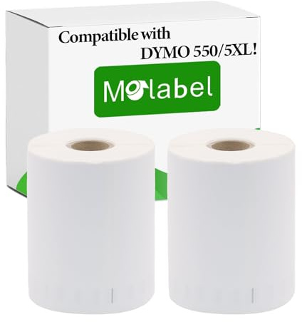 Étiquettes d'expédition Molabel - 2 rouleaux pour Dymo S0904980-4 x 6 104mm x 159mm, compatibles avec les imprimantes Dymo LabelWriter 450 5XL - 220 étiquettes par rouleau.