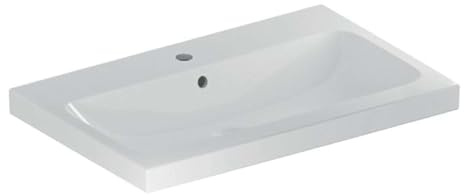 Geberit iCon Light Waschtisch, 75 cm x 48 cm, mit Hahnloch, mit Überlauf,501835, 501.835.00.1, Farbe: weiß matt