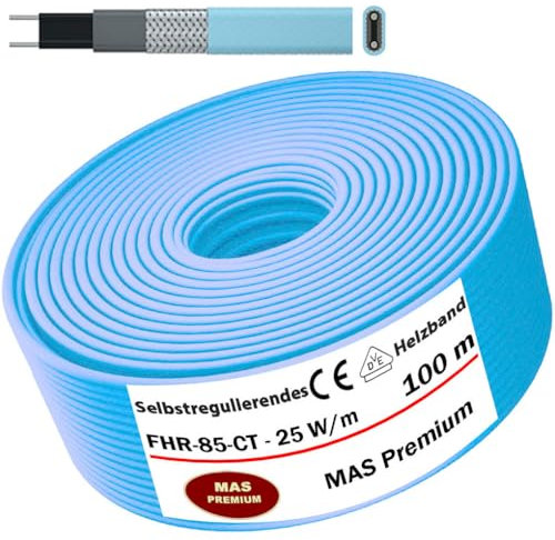 Heizkabel Selbstregulierendes Heizband HEAT Regular-85-CT Selfregulating Heating Cable 25w/m 5–100m Rohrheizung Begleitheizung Wasserleitung Dachrinnenheizung Frostschutzkabel 10°- 85°C (100m)