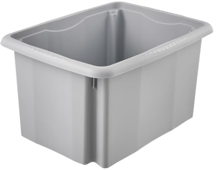 keeeper Aufbewahrungsbox mit Dreh-/Stapelsystem, 15 l, 38 x 28,5 x 20,5 cm, Emil Eco Line, Grau (Eco Stone Grey)