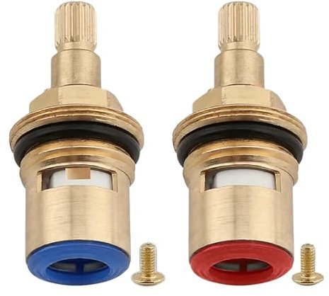 Cartuccia di ricambio per valvola per rubinetto, cartucce per rubinetto a disco in ceramica, inserti in ottone con viti a rondella, quarto di giro per lavello, bagno, doccia, cucina (blu (freddo) -
