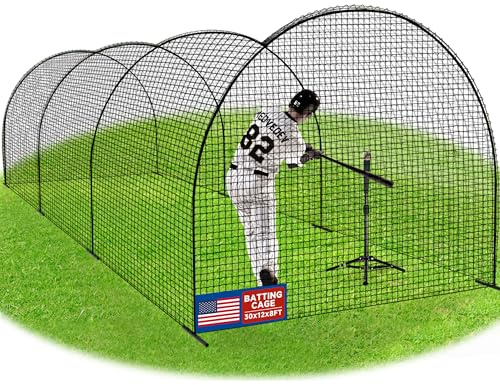Portable Baseball Batting Cage Net with Sturdy Steel Frame, 20FT/ 30X12X8FT Batting Cages for Backyard Baseball Training Equipment with Carry Bag