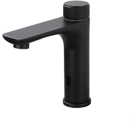 Robinet à capteur infrarouge d'eau chaude et froide, design élégant, robinet sans contact en acier inoxydable pour salle de bain, robinet de lavabo automatique, capteur de salle de bain (noir)
