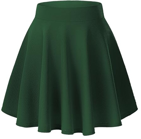 Grundläggande utsvängd stretchig kjol för kvinnor, skate-minikjolar, elegant midikjol