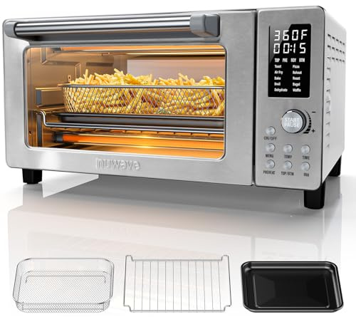 Nuwave Bravo Pro Convection Air Fryer Toaster Oven Combo, 2025 New and Improved, 10-in-1, 50°-450°F Temp Controls, Quick & Even Crisp Technology, 21Qt Capacity, Stainless Steel, PFAS Free