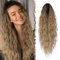 FESHFEN Coleta Postiza Pelo Natural con Pinza Cola Postiza Largo Ondulado Rizado Ombre Marrón Mezcla Rubio Sintética Extensiones Coleta Postizos para Mujeres, 65 cm