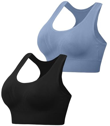 Litherday Sujetador Deportivo Mujer Sin Costuras de Alto Impacto Extraíbles Bra Deportivo Push Up para Yoga Running Fitness y Entrenamiento Tallas