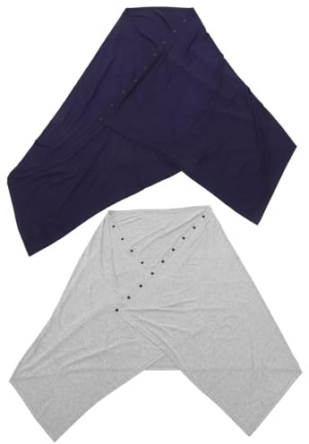 MERRYHAPY Poncho D'allaitement Multifonction En Coton Pour Bébé Et Maman, Couverture D'allaitement 2 Pièces Gris Clair Et Bleu Marine, Protection Le Vent Soleil Pour Sorties Et Poussette