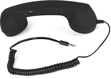 Risegun Auriculares retro de 3,5 mm, receptor de teléfono con cable y micrófono para teléfono móvil, color negro