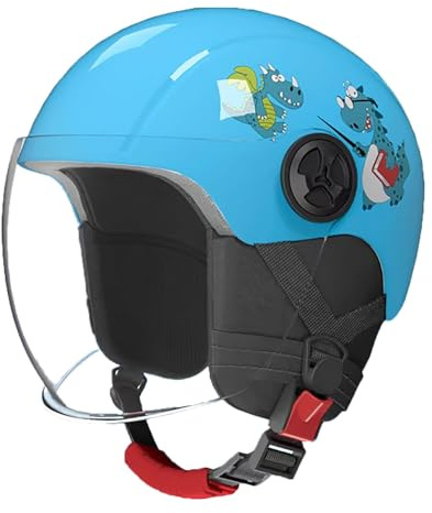 Casco De Moto Infantil Abierto con Visera para Niños De 3 A 12 Años, Homologado Según La Norma ECE 22.06 C,48-55cm
