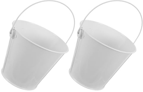 TOYANDONA Lot de 2 Récupérateurs de Graisse Blancs pour Barbecue, Seaux Métalliques 8 X 10,5 X 12 Cm Poignée, Accessoires de Cuisson Extérieurs pour Collecte D’Huile et Entretien Facile