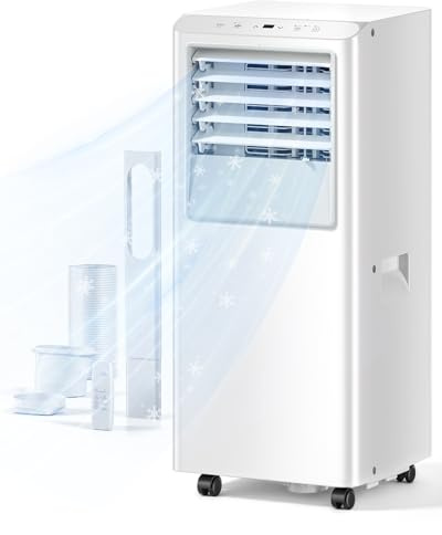 Feelfunn 8,000 BTU Portable Air Conditioner - Cools Up to 350 Sq. Ft., 5-in-1 Portable AC Unit for Rooms with Remote Control, Sleep Mode, 24H Timer, Air Conditioner for Bedroom, Dorm, Apartment