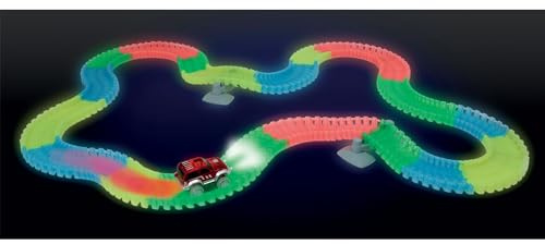 Petit Coffret - Circuit avec 1 Voiture - Téléshopping - VENTEO - Rouge - Enfants - Flexible Lumineux avec LEDs/Fonctionne à Piles