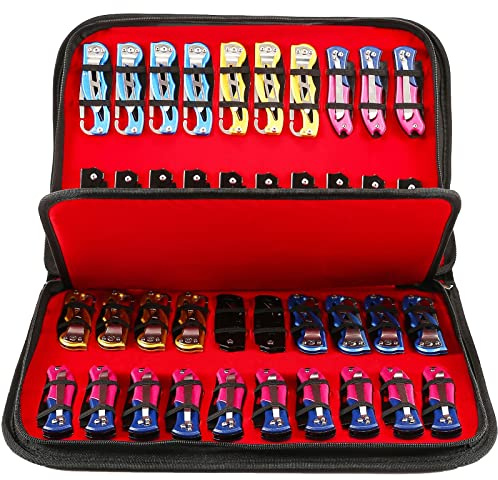 QEES Knife Display Case,Knife Case for 40 Pocket Knives,Butterfly Knife Storage Box,Folding Knives Organizer Holder,Knives Collection Organized Carrier for Survival Tactical Outdoor EDC Mini Knife