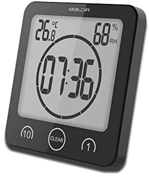 HONPHIER - Reloj de ducha digital con temporizador de pantalla LCD grande con pantalla táctil y pantalla de temperatura para baño, ducha, cocina