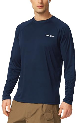 baleaf Men's Rash Guard Shirts Fishing Long Sleeve UV Sun Protection SPF T-Shirts UPF 50+ Lightweight Beach Dark Blue Size L