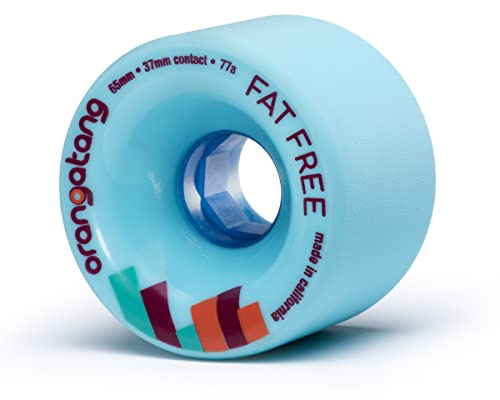 Orangatang Fat Free 65 mm 77a Freeride Longboard Skateboard Wheels (Blue, Set of 4)