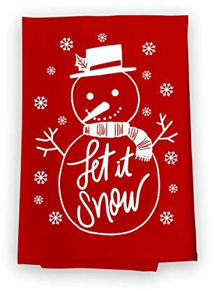 Honey Dew Gifts Handtuch für Weihnachten, Schneemann, Let It Snow, Mehlsack, 68,6 x 68,6 cm, 100% Baumwolle, Mehrzweck-Handtuch, Winterdekoration