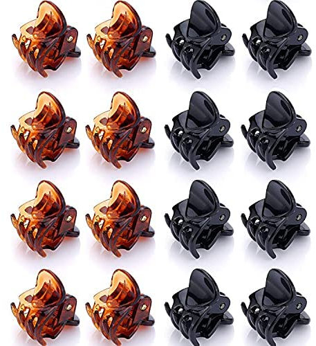 Janyun Lot de 24 mini pinces à cheveux Noir et marron