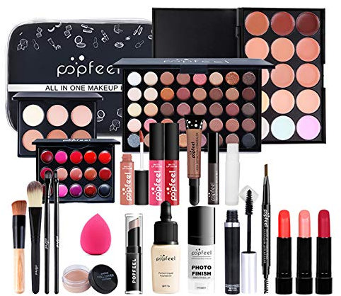 RoseFlower Schminke Set Profi Make Up Set Teenager Mädchen Schminkkoffer Kosmetische Makeup Paletten Lidschatten Vollgesichts Schminke mit Tragbare Reise Aufbewahrungstasche