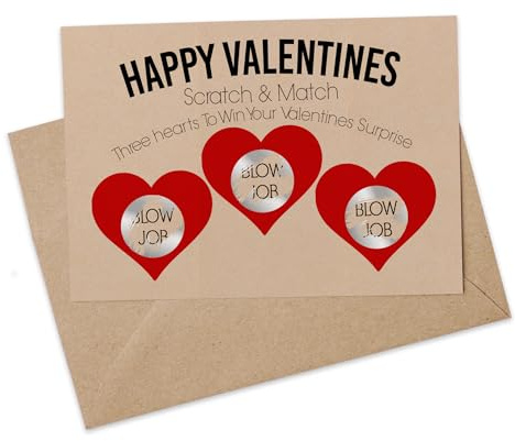Print Maniacs Rude Valentine Scratch Card Adult Girlfriend to Boyfriend Naughty Love Cute Choose to Win or Lose A*al BJ S*x 69 Joke Funny (Win BJ)