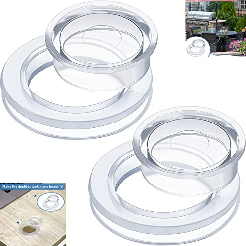 Shiwaki Set di 3 Set di Anelli e Tappi per Fori per Ombrelloni da Tavolo da 2 Pollici, Set di Tappi e Tappi per Anelli di Fori per Ombrelli di Dimensioni Standard (Trasparente)