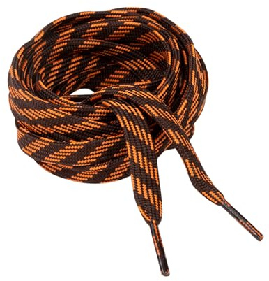 Lacets Kilter Premium Plats de 10 mm de Largeur Résistants pour Bottes de Marche, Extérieur, Mode, Travail, Chaussures de Course et Baskets, marron/orange, 140 cm (1 Pair)