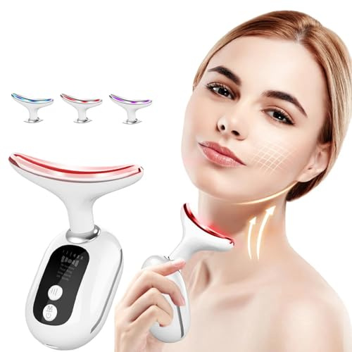 WAVATA Masajeador facial contra arrugas, masajeador facial con 4 modos, 3 LED de colores, 45 ℃ EMS, masajeador facial contra arrugas, dispositivo de estiramiento facial para antienvejecimiento,