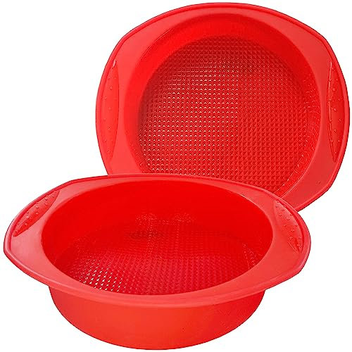 Silicone Cake Tins for Baking, Extra Large Cake Mould, Nonstick & Quick Release, Silicone Baking Tins for Cheesecake, Rainbow Cake and Layer Cake 9 Inch(2 Pack)
