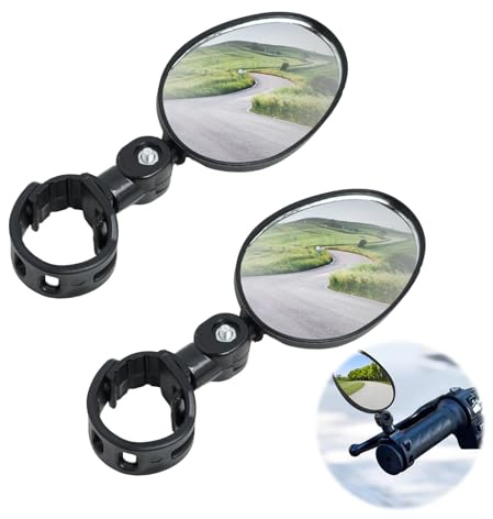 Aeipou Bike Mirror 2 Pack 360° Adjustable Bike Handlebar Mirrors, Shockproof Rear View Mirrors with Acrylic Convex Lens for Safe Cycling, Rotatable Bicycle Rearview Mirrors for Mountain Road Bike