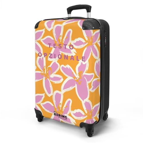 NoBoringSuitcases.com® Handgepäck Koffer 55x40x20 Personalisiert - Reisekoffer mit Rollen, Leichtgewicht Hartschalenkoffer, Trolley Kabinengepäck Blumen in Mehreren Farben, Koffer für Flugzeug