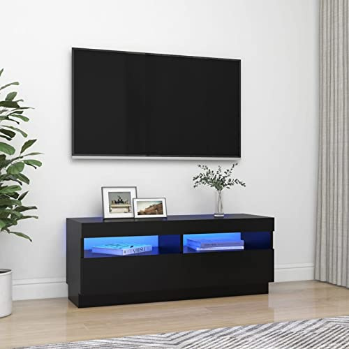 ShGaxin TV-bänk med LED-lampor, TV-bord, TV-skåp, TV-bord, vardagsrumsmöbler, TV-möbler, TV-möbler, svart 100 x 35 x 40 cm