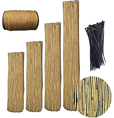 Clôture en roseaux brise-vue pour balcon, décoration de jardin, pare-soleil extérieur pour terrasse, galerie, restaurant, hôtel 3 de 1,2 m de haut, roseau naturel, taille 110 x 800 cm