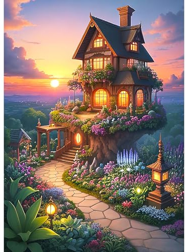 Puzzle 1000 Teile,Puzzle Erwachsene, EIN Herausforderndes Rätsel,Puzzlespiele für Die Ganze Familie,Geschenke für Frauen,Geschenke für Männer,Thema:Märchenhaus im Garten