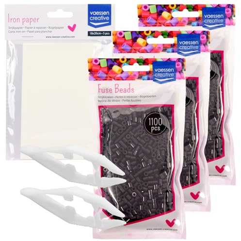 Vaessen Creative Set di Perline da Stirare 5 mm da 3300 Pezzi i Colori Nero - Perline Pixel Art per Lavoretti Creativi - Creazione di Gioielli, Decorazioni, Ornamenti e Altre Idee Fai da Te