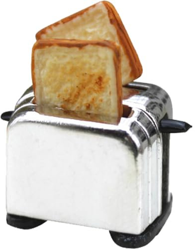 Mini tostadora con 2 rodajas Tostadas para Dollhouse, Accesorios de Cocina de casa de muñecas a Escala 1:12, Finge Play Toy Muebles para decoración de Cocina en Miniatura, Negro.