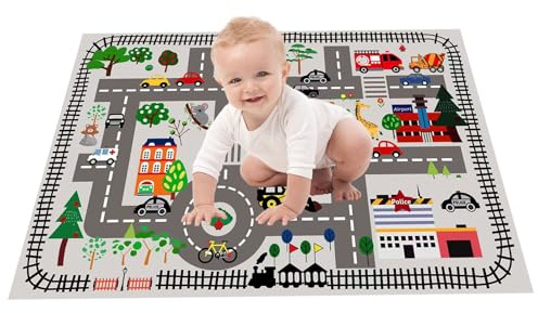 Alfombra Suelo Bebé - Juegos Infantiles Sensoriales Tapete Juego | Grande Plegable Alfombra Actividades Escena Urbana para Gateo Parque Jardín