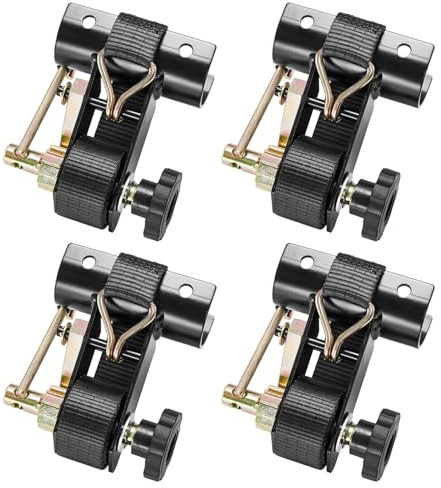 VEVOR Sangle à Cliquet Galerie de Toit 38,1 mm x 2,25 m Sangles d'Arrimage Barres de Toit Lot de 4 pour Attacher Chargement, avec Support de Tube Rond 47,6-50,8 mm Crochets J Capacité Charge 226,8 kg