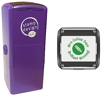Stamp Design 4U 4933 25mm Round | Add a teacher's name and custom wording; choice of ink colours for marking schoolwork, feedback and classroom use