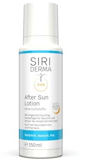 SIRIDERMA After Sun Lotion | Basische Feuchtigkeitspflege für sensible Haut | Beruhigend, natürlich und hochverträglich | Mit Vitamin E (ohne Parfum)