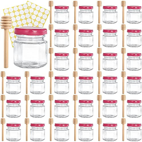 Tebery 30 Stück 45ML Mini Honig Gläser mit Plastisol ausgekleideten Deckeln, 1.5oz Marmeladengläser Einweckgläser für Gewürze, Honig, Konserven, Geschenke und Kunsthandwerk