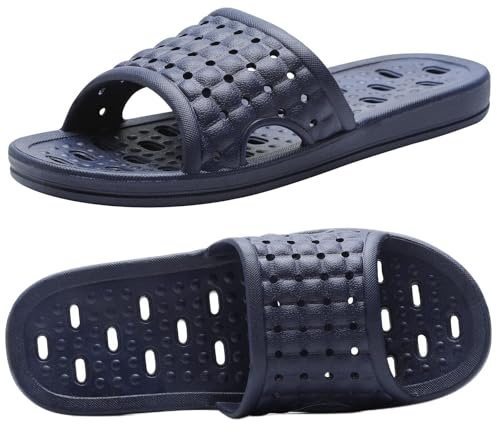 Czgcpyc Pantoufles de Bain Avec Trous de Drainage, Pantoufles Antidérapantes à Séchage Rapide, Pantoufles de Salle de Bain pour Dortoir, Maison, Unisexe, Bleu, EU 41-42