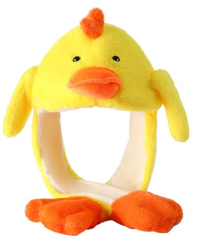 Laahoem Bewegliches Ohr Ente Hut Damen niedlich lustig Plüsch Hut Mütze Tier Cosplay Geburtstag Party Geschenk Yellow