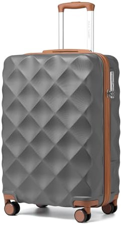 British traveller Hartschalenkoffer Groß Handgepäck Koffer 73 * 47 * 30cm Reisekoffer Groß Koffer Trolleys ABS+PC mit TSA-Schloss Rollkoffer Suitcase Grau