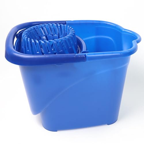 DIVCHI Mop Bucket Lightweight & Portable Floor Cleaning Mopping Bucket With Removable Wringer Carry Handle & Convenient Pouring Spout (BLUE)